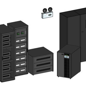 设备间，机柜，消防器材， su草图模型下载