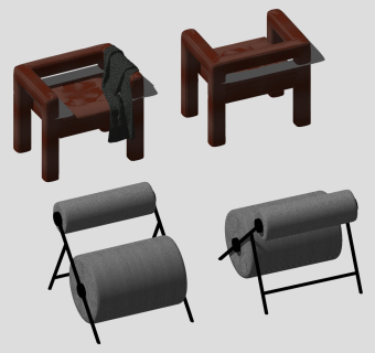 单人沙发，单椅，椅子su草图模型下载