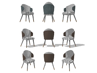 轻奢椅子，单椅，餐椅su草图模型下载