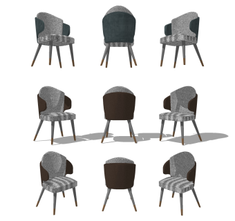 轻奢椅子，单椅，餐椅su草图模型下载