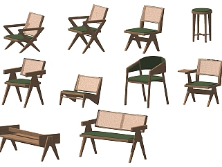 藤椅，<em>编织</em>单椅，<em>椅子</em>，凳子，su草图模型下载