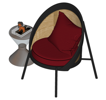 单椅，椅子，休闲椅，边几组合su草图模型下载