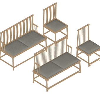 中式中式椅子 su草图模型下载