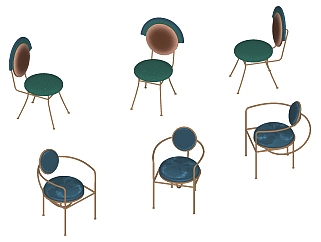 北欧现代，休闲椅子 su草图模型下载