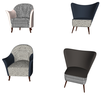 北欧现代休闲单椅， su草图模型下载