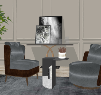 单椅，休闲椅 su草图模型下载