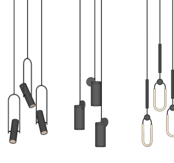 现代小吊灯su草图模型下载