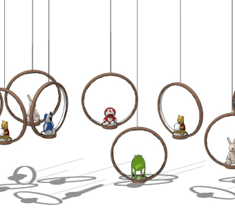 现代儿童房小吊灯su草图模型下载