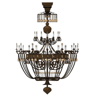 欧式法式铁艺水晶吊灯su草图模型下载