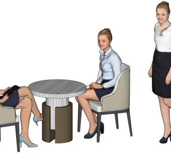 休闲洽谈桌椅办公商务人物su草图模型下载