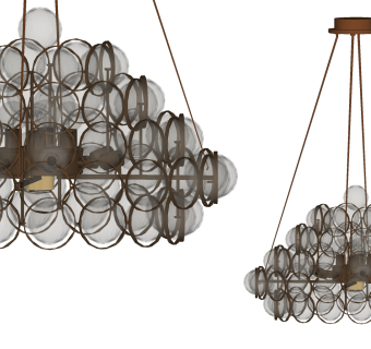 现代球形水晶吊灯su草图模型下载