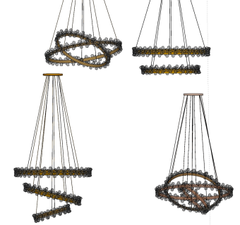 现代水晶吊灯su草图模型下载