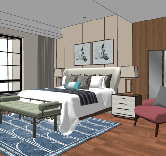LSDCASA设计现代卧室I su草图模型下载