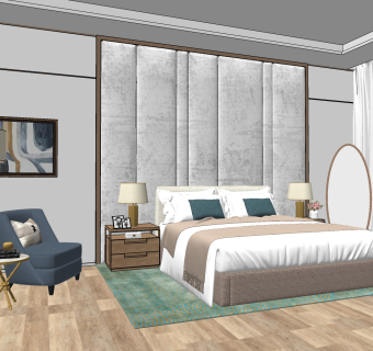 现代卧室 su草图模型下载