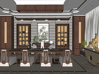新中式茶室I su草图模型下载
