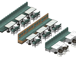 41现代轻奢<em>皮革沙发</em>，餐馆餐桌椅，卡座su草图模型下载