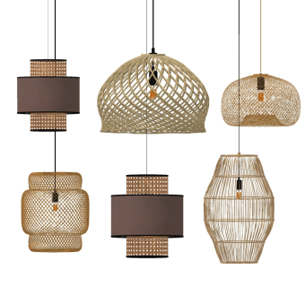 新中式藤编编织吊灯su草图模型下载