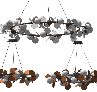 现代球形花瓣吊灯su草图模型下载
