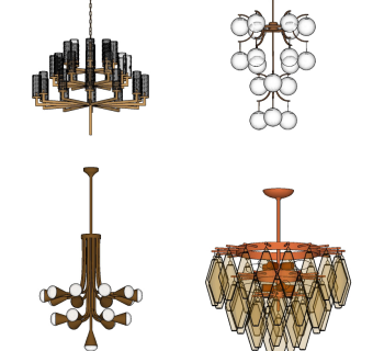 现代轻奢水晶球形吊灯su草图模型下载