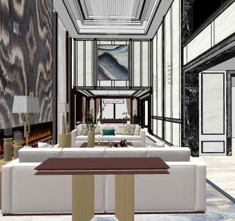 新中式客厅I su草图模型下载