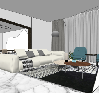 现代客餐厅I su草图模型下载