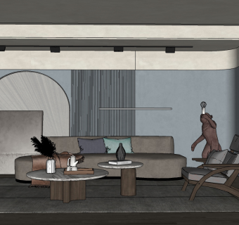 现代客厅沙发su草图模型下载