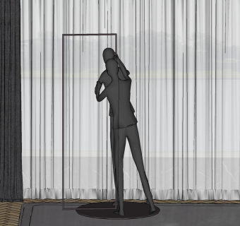 现代人物雕塑su草图模型下载