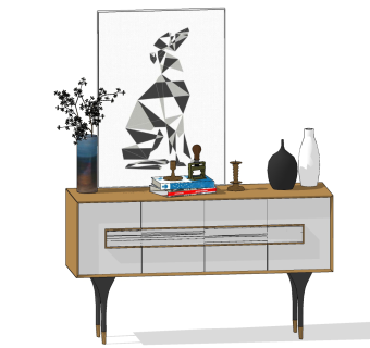 现代轻奢简欧式，玄关边柜su草图模型下载