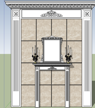 欧式法式端景台烛台柱子墙面su草图模型下载