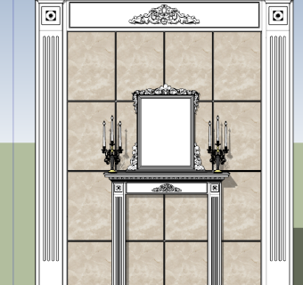 欧式法式端景台烛台柱子墙面su草图模型下载