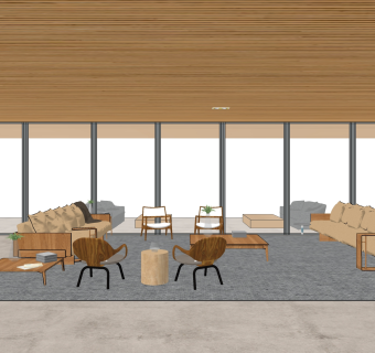 现代简约客餐厅 su草图模型下载