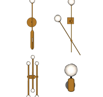 现代金属壁灯su草图模型下载