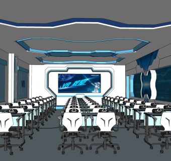 现代vr教室su草图模型下载