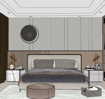 现代轻奢卧室su草图模型下载