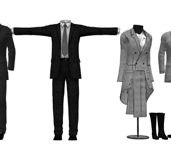 现代西装男装服装模特 su草图模型下载