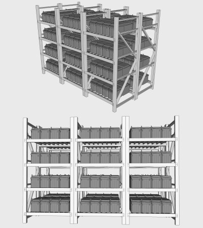 03服务器机房蓄电池 su草图模型下载