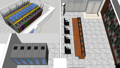 格机房SU机柜监控室 su草图模型下载