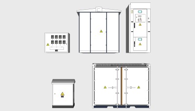 工业风变电箱配电房 su草图模型下载