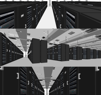 IDC数据库服务器机房 su草图模型下载