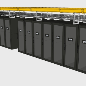 现代服务器机柜机房 su草图模型下载