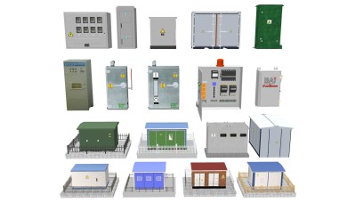 现代户外变电箱 su草图模型下载