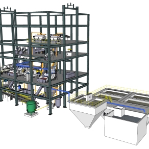 现代化工生产线模型 su草图模型下载