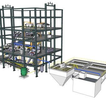 现代化工生产线模型 su草图模型下载