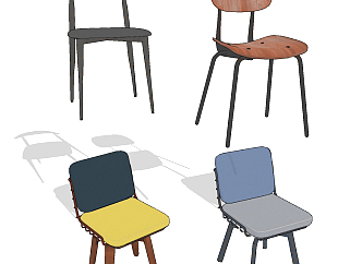 北欧单椅餐椅<em>组合</em>su草图模型下载