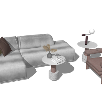 北欧沙发卧榻su草图模型下载