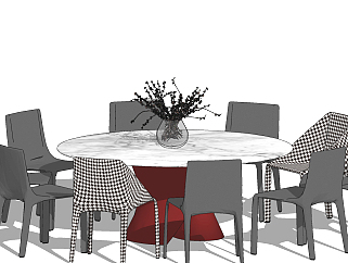 现代轻奢餐桌椅su草图模型下载