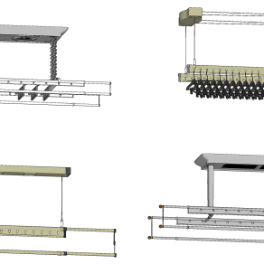 现代金属晾衣架， su草图模型下载