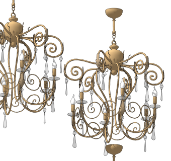 欧式法式金属吊灯su草图模型下载