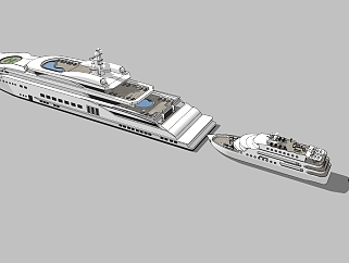 现代大型、游艇，su草图模型下载