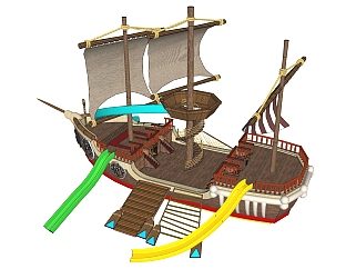 中式船， su草图模型下载